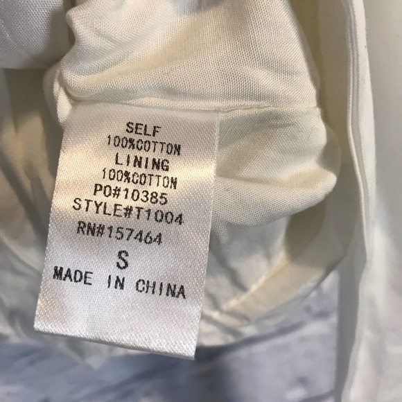 Cien Puff Sleeve V Neck Crop Top Blouse Wrap Tie Waist White Womens Small NWT - Picture 6 of 6